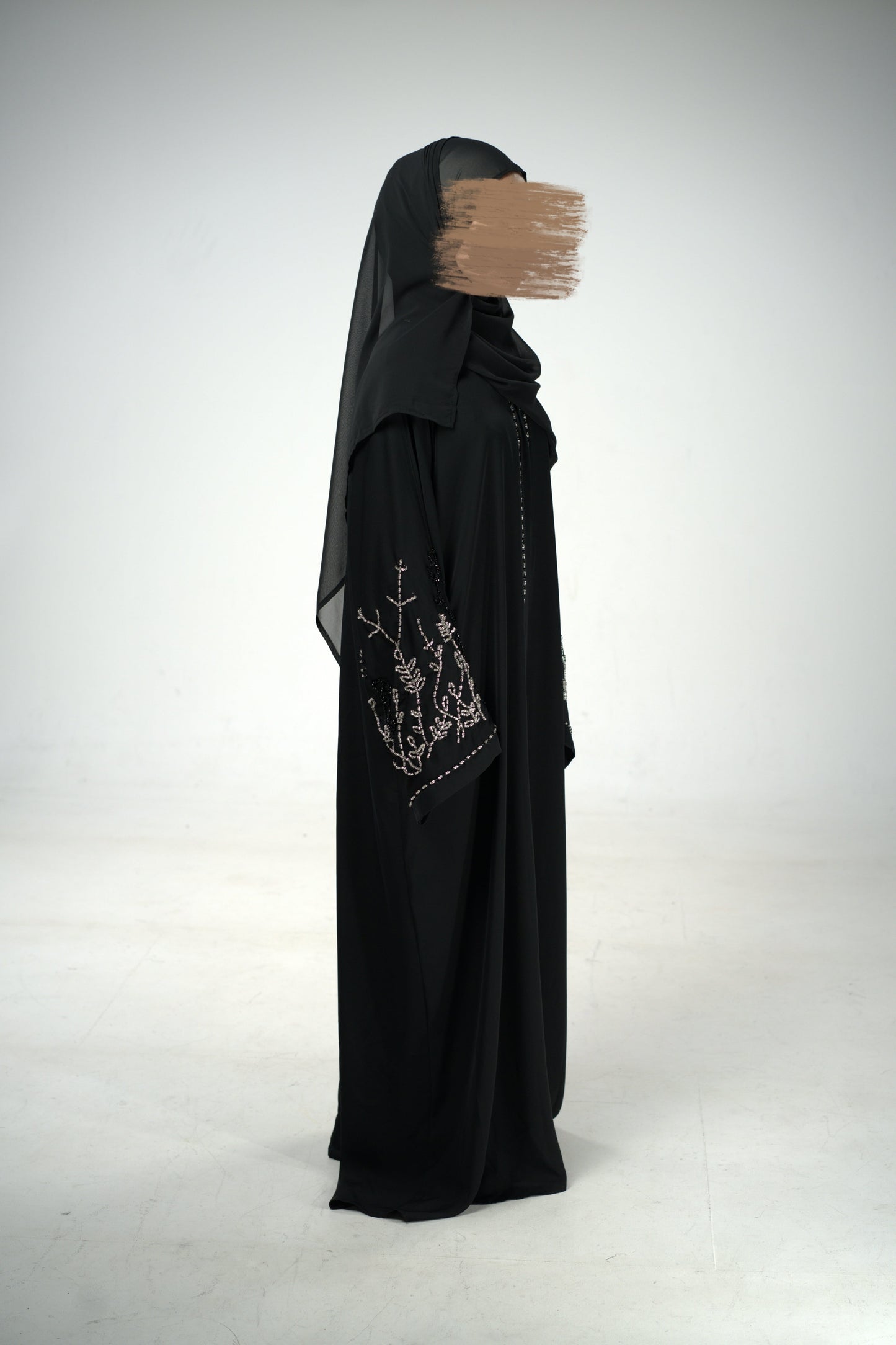 Black & Silver Embellished Abaya