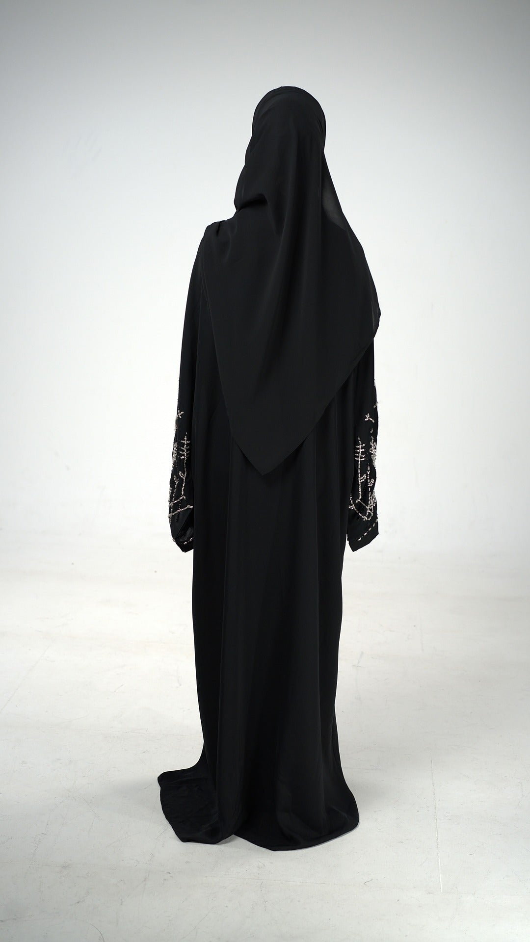 Black & Silver Embellished Abaya