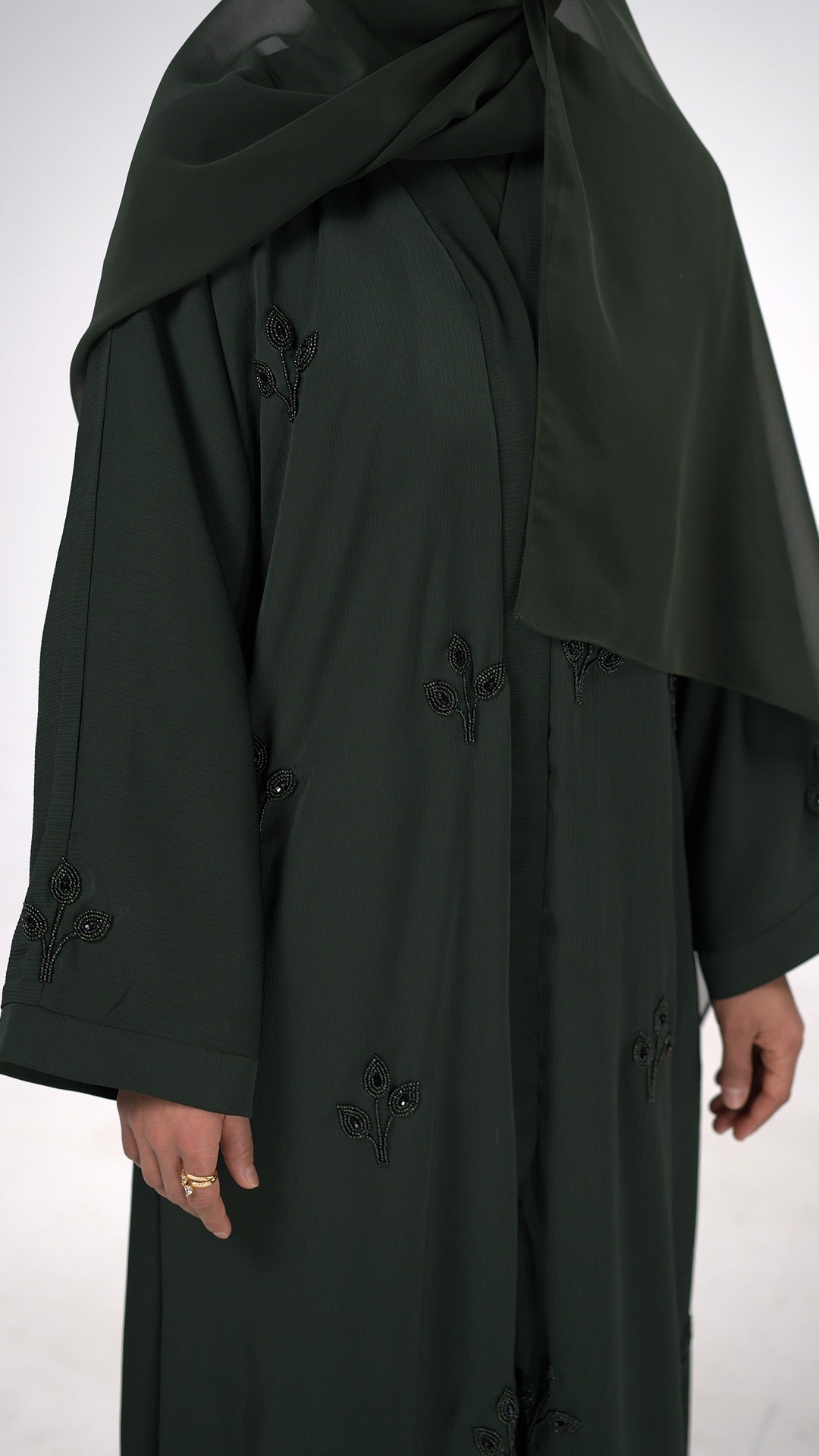 Luxury Forest Green Abaya Dress
