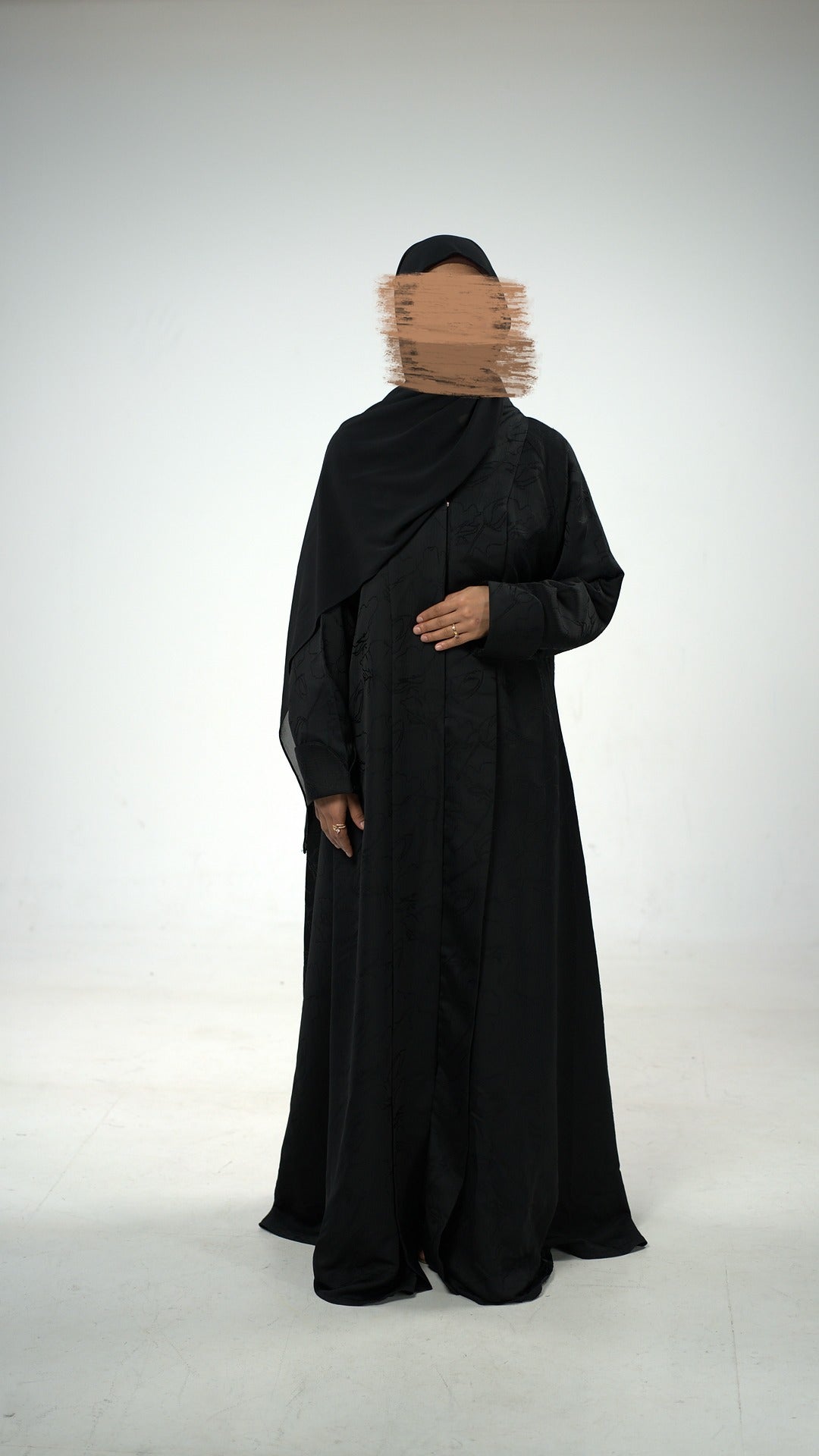 Black Floral Jacquard Abaya