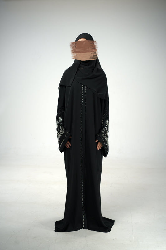 Black & Silver Embellished Abaya