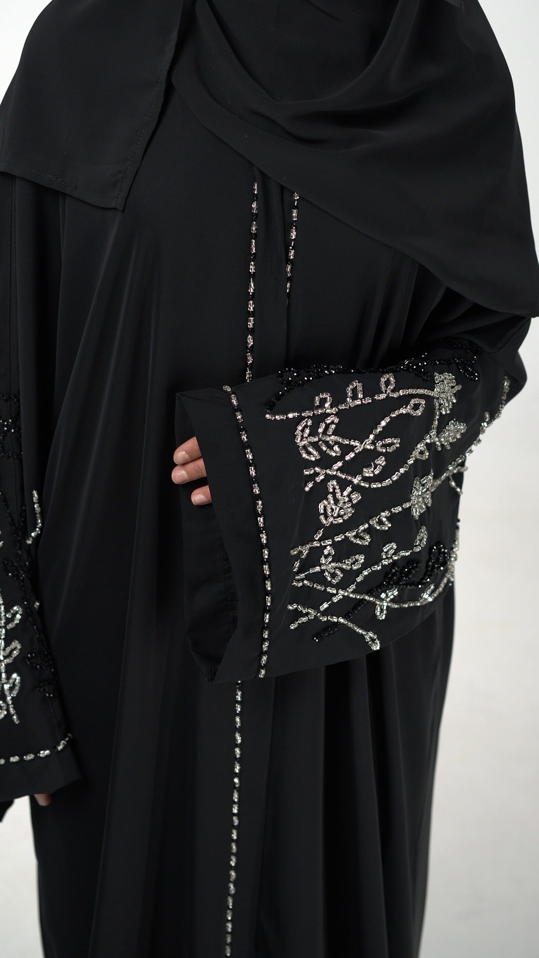 Black & Silver Embellished Abaya