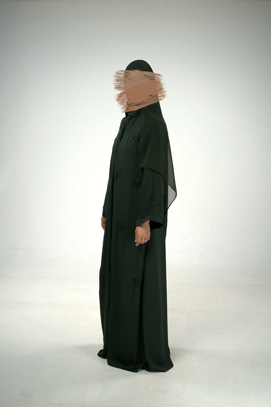 Luxury Forest Green Abaya Dress